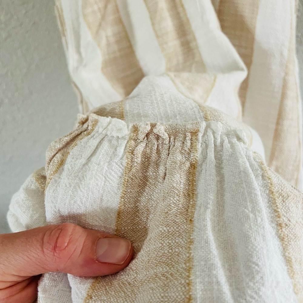 Anthropologie Maeve Neutral Tan & Cream Stripe Midi Dress - Picture 7 of 12